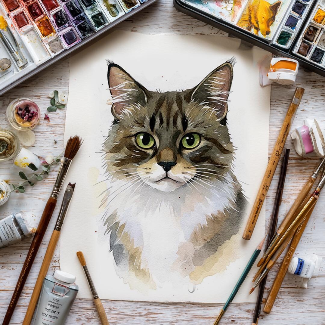 Watercolor Pet Portrait, Custom Dog Cat Wall Art, Personalized ...