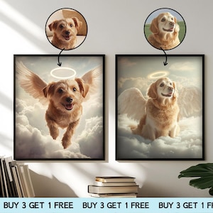 Retrato de animal de estimação memorial personalizado, retrato memorial de perda de animal de estimação com asas de anjo, cão de perda de animal de estimação Halo, presente para mãe de cachorro, desenho de perda de cachorro, memorial de animal de estimação
