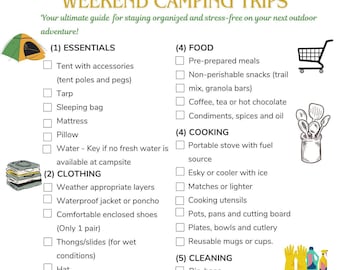 Camping and travel checklist