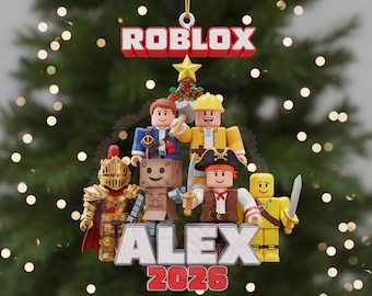 Décoration de jeu Roblox personnalisée, cadeau de Noël Roblox pour enfants, décoration de Noël Roblox, cadeau pour joueur, décoration de Noël avec nom personnalisé pour enfant