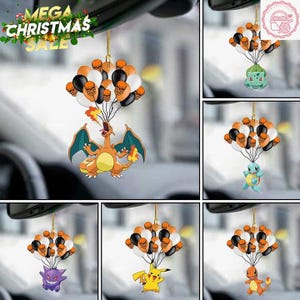 Halloween PKM Custom Car Hanging Acrylic/Wooden Ornament, Charmander Ornament, Squirtle Ornament, Gengar Ornament, Bulbasaur Ornament