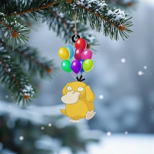 Balloon Psyduck Car Hanging Ornament, Psyduck Christmas Acrylic/Wooden Ornament, Psyduck Christmas Decoration, Psyduck Christmas Gift Idea