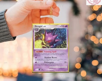 Gengar Stormfront Card Christmas Acrylic/Wooden Ornament, Gengar 2025 Christmas Ornament, Gengar Decoration, Gengar Christmas Gift Idea