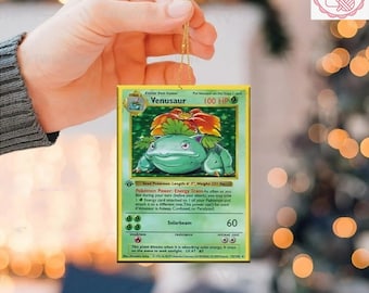 Venusaur Card Christmas Acrylic/Wooden Ornament, Venusaur Lovers 2025 Christmas Ornament, Venusaur Decoration, Venusaur Fan Christmas Gift