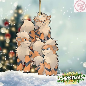 Arcanine Evolution Weihnachtsverzierung, Growlithe Lovers 2024 Weihnachtsacryl / Holzverzierung, arkanische Dekoration, arkaniges Weihnachtsgeschenk