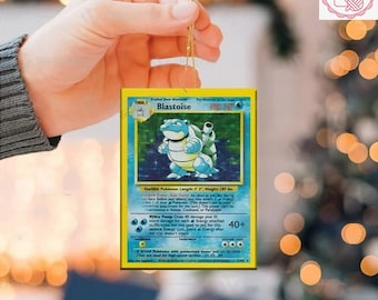 Blastoise Card Christmas Acrylic/Wooden Ornament, Blastoise Lovers 2025 Christmas Ornament, Blastoise Decoration, Blastoise Christmas Gift
