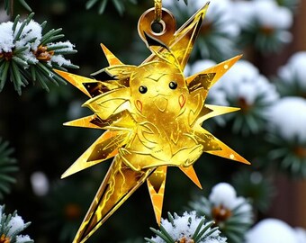 Tribal Pikachu-kerstornament, Pikachu 2025 Kerstmis acryl/houten ornament, Pikachu-kerstversiering, Pikachu-kerstcadeau-idee
