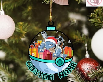 Custom Name Blastoise In Snowball Christmas Ornament, Personalized Blastoise Ornament, Blastoise Acrylic/Wooden Ornament, PKM Ornament