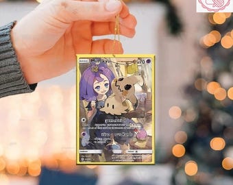 Tarjeta de Eclipse Cósmico de Mimikyu, adorno navideño de acrílico/madera, adorno navideño para amantes de Mimikyu, decoración de Mimikyu, regalo de Navidad de Mimikyu
