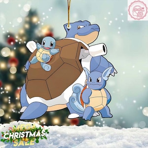 Squirtle Evolution 2024 Christmas Ornament, Blastoise Christmas Acrylic/Wooden Ornament, Wartortle Decoration, Squirtle Christmas Gift