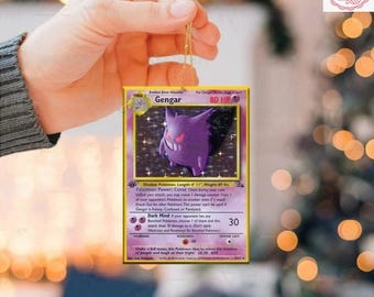 Gengar Holo 1st Edition Card Christmas Ornament, Gengar Lovers Christmas Acrylic/Wooden Ornament, Gengar Decoration, Gengar Christmas Gift
