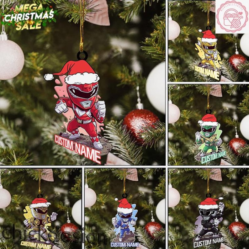 Power Rangers Tree Personalized MMPR Chibi Power Rangers Acrylic/wooden Ornament, Custom ...