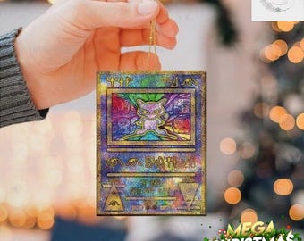 Ancient Mew Holo Card Christmas Acrylic/Wooden Ornament, Ancient Mew Christmas Ornament, Ancient Mew Decoration, Ancient Mew Christmas Gift