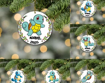 Custom Name Anime Ornament Decor, Personalized Christmas PKM Ornament, Charmander Ornament, Pikachu Acrylic/Wooden Ornament, Holiday Gifts