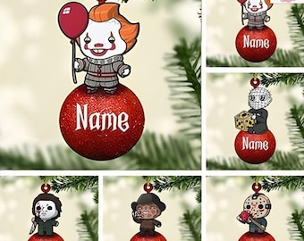 Personalized Horror Movies Characters Christmas Acrylic/Wooden Ornament, Killer Ornament, Scream Ornament, Michael Myers, Horror Gift