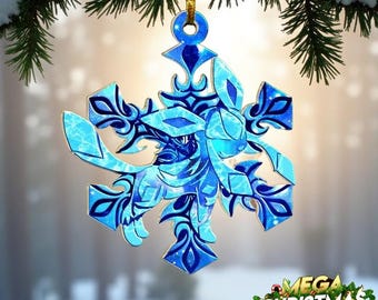 Ornamento natalizio tribale Glaceon, ornamento in acrilico/legno Glaceon, ornamento natalizio Glaceon, ornamento PKM, regali di Natale Glaceon