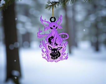 Adorno navideño de acrílico y madera Espeon 2025, adorno colgante para coche Evolve Espeon, decoración navideña Espeon, idea de regalo navideño Espeon
