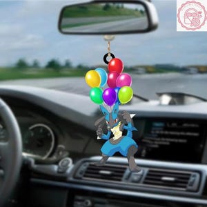 Balloon Lucario Car Hanging Ornament, Lucario 2024 Christmas Acrylic/Wooden Ornament, Lucario Christmas Decoration, Lucario Christmas Gift