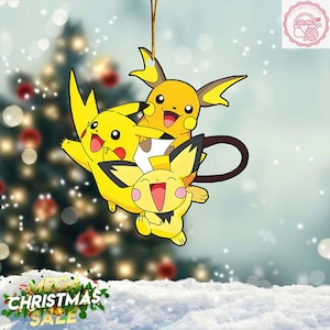 Pikachu Evolution Christmas Ornament, Pikachu 2024 Christmas Acrylic/Wooden Ornament, Pikachu Christmas Decoration, Pikachu Christmas Gifts