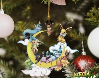 Eevee Evolutions Color Cloud Christmas Ornament, Eevee 2025 Christmas Acrylic/Wooden Ornament, Eevee Decoration, Eevee Christmas Gift Idea
