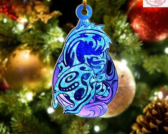 Tribal Blastoise Christmas Acrylic/Wooden Ornament, Blastoise Christmas Ornament, Blastoise Christmas Decoration, Blastoise Christmas Gift