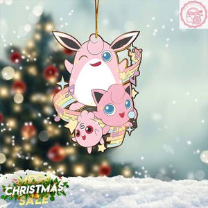 Jigglypuff Evolution Christmas Ornament, Jigglypuff Christmas Acrylic/Wooden Ornament, Jigglypuff Christmas Decoration, Purin Christmas Gift