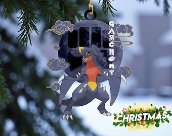 Ornamento da appendere all'auto a forma di nuvola Garchomp, ornamento natalizio in acrilico/legno Garchomp 2025, decorazione natalizia Garchomp, regalo di Natale Garchomp