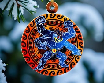 Tribal Machamp Weihnachtsschmuck, Machamp Acryl / Holz Ornament, Machamp Weihnachten 2025 Ornament, Weihnachtsgeschenke, Machamp Fan Geschenke