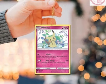 Adorno de acrílico/madera con tarjeta de Sol y Luna de Mimikyu, adorno navideño para amantes de Mimikyu 2025, decoración de Mimikyu, regalo de Navidad para fans de Mimikyu