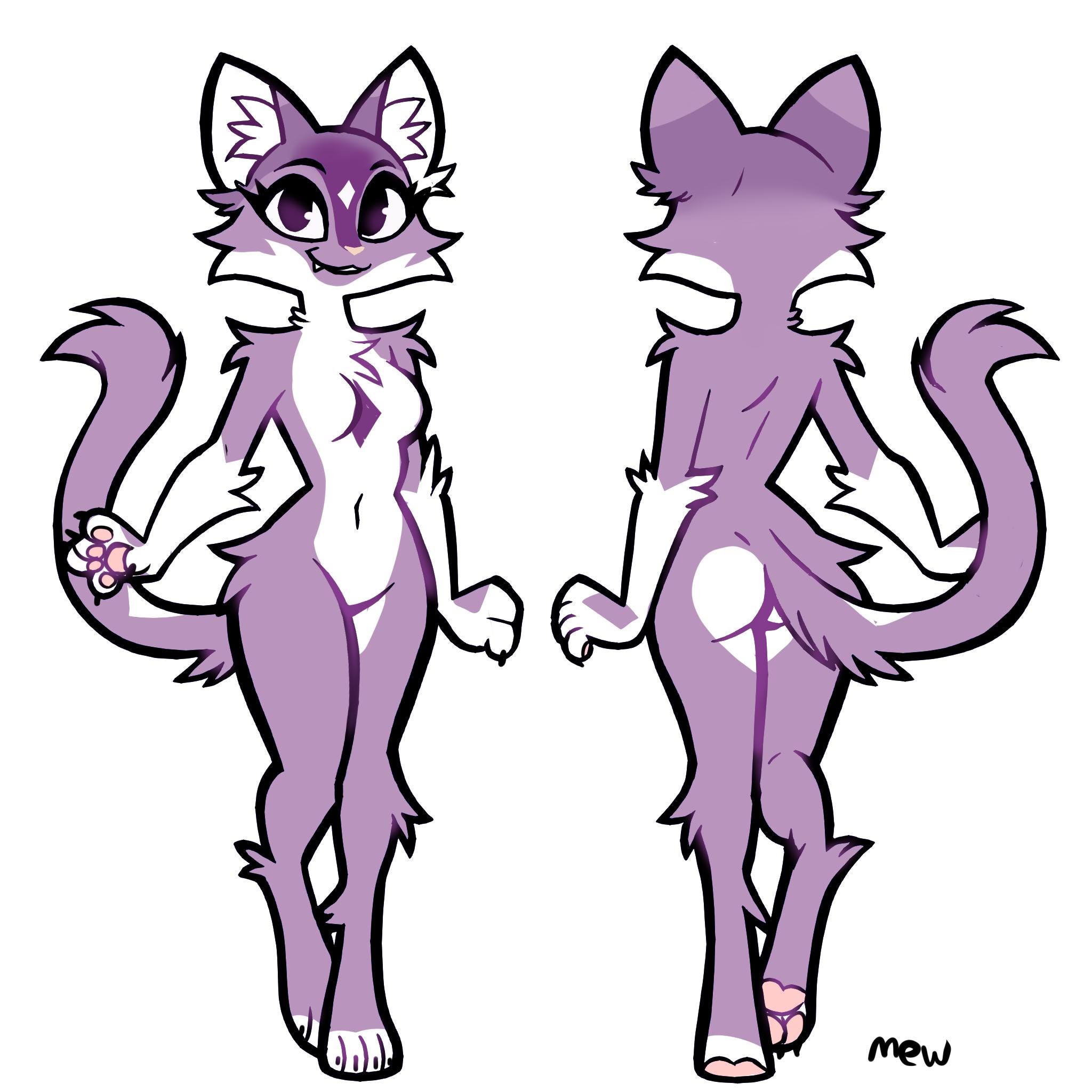 Feline Ref Base Furry Feline Reference Sheet Lineart Base Female Ref Sheet - Etsy