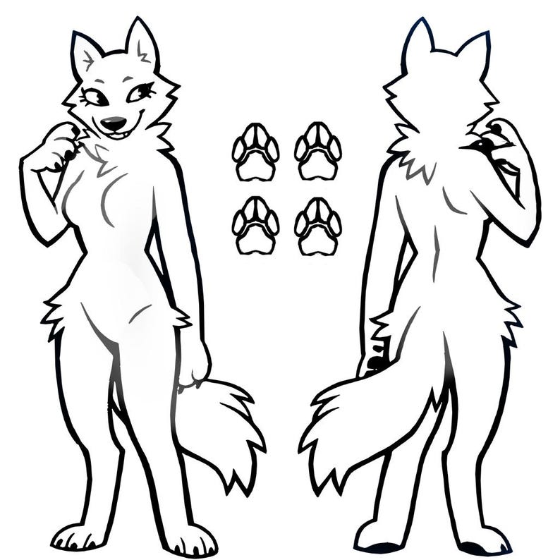Wolf Furry Canine Dog Base Lineart Reference Sheet - Etsy