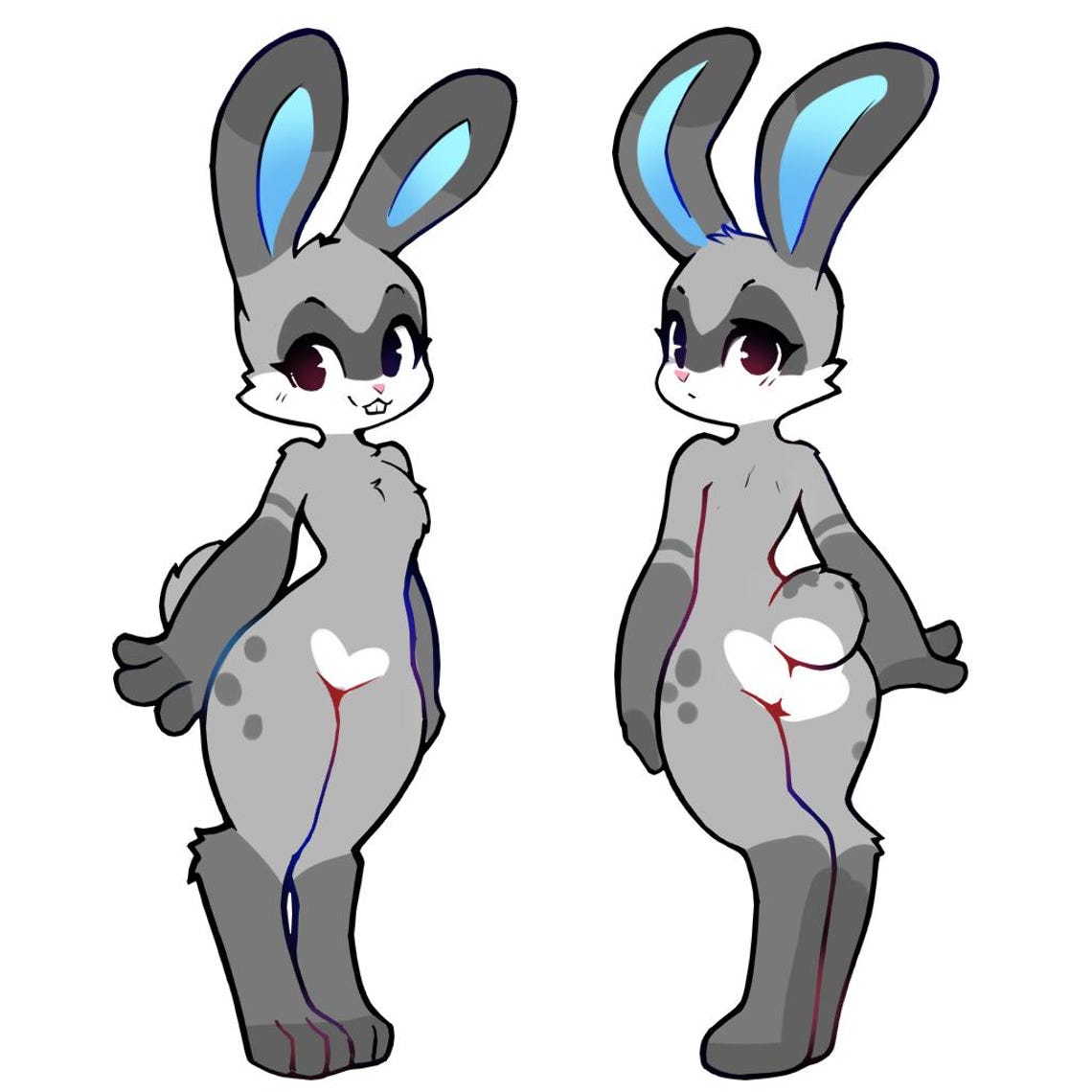 Furry Bunny Rabbit Reference Sheet Base, Fem, Femboy Female Ref for ...