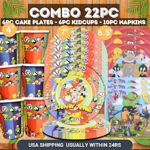 Set tableware baby Looney hanging Swirls Honeycomb Banner bracelets table happy birthday theme centerpiece supplies decoration