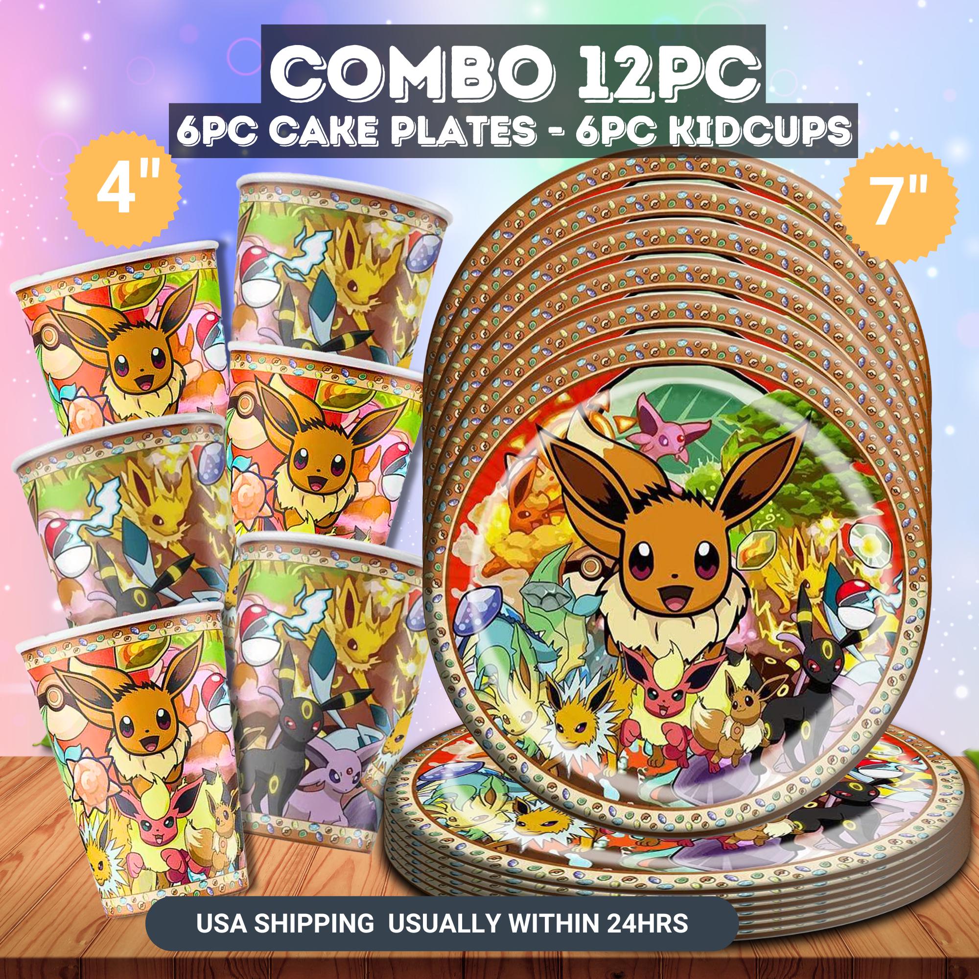 Set Tableware Pokemon hanging Swirls Honeycomb Banner bracelets table happy birthday theme kids centerpiece supplies decoration