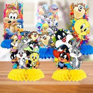 Set baby Looney Honeycomb display hanging Swirls tableware Banner bracelets table happy birthday theme centerpiece supplies decoration
