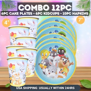 Set baby Looney Honeycomb display hanging Swirls tableware Banner bracelets table happy birthday theme centerpiece supplies decoration