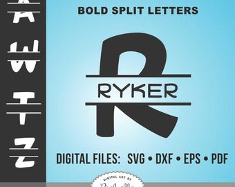 Bold Split Monogram, Split Letter Alphabet, DIY, Split Font svg, dxf, eps, Studio3, PDF, Silhouette cut files, vector