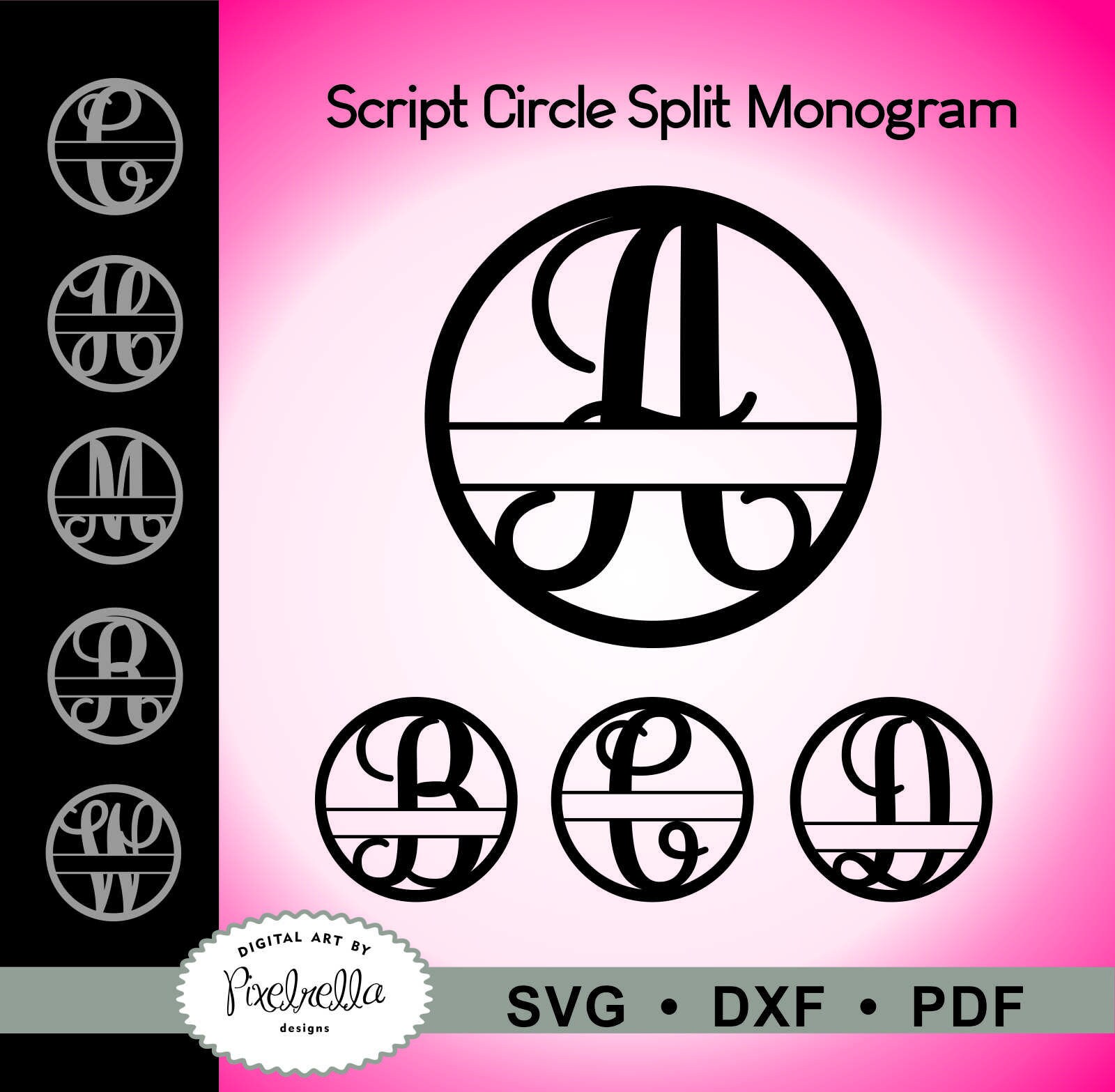 Download Split Monogram Script Letters with Circle SVG Split Font A ...
