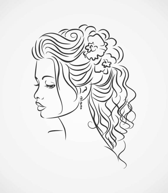 Download Beautiful Woman With Elegant Updo Svg Ai Pdf Vector Art Etsy