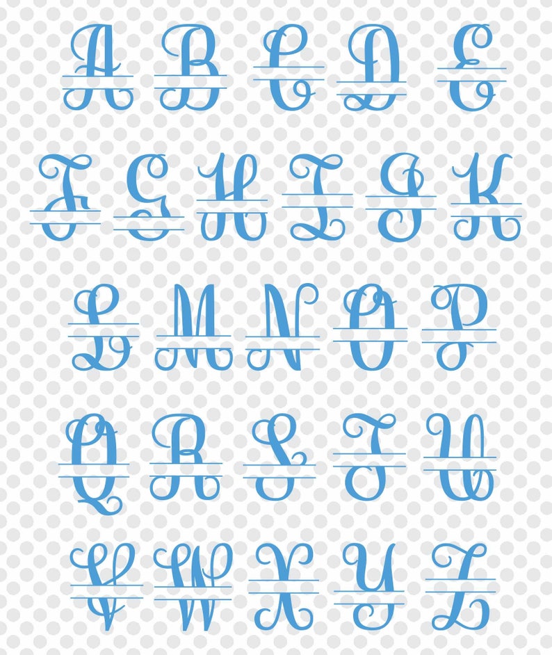 Download Script Monogram Split Letter Alphabet Split Font A-Z 26 | Etsy