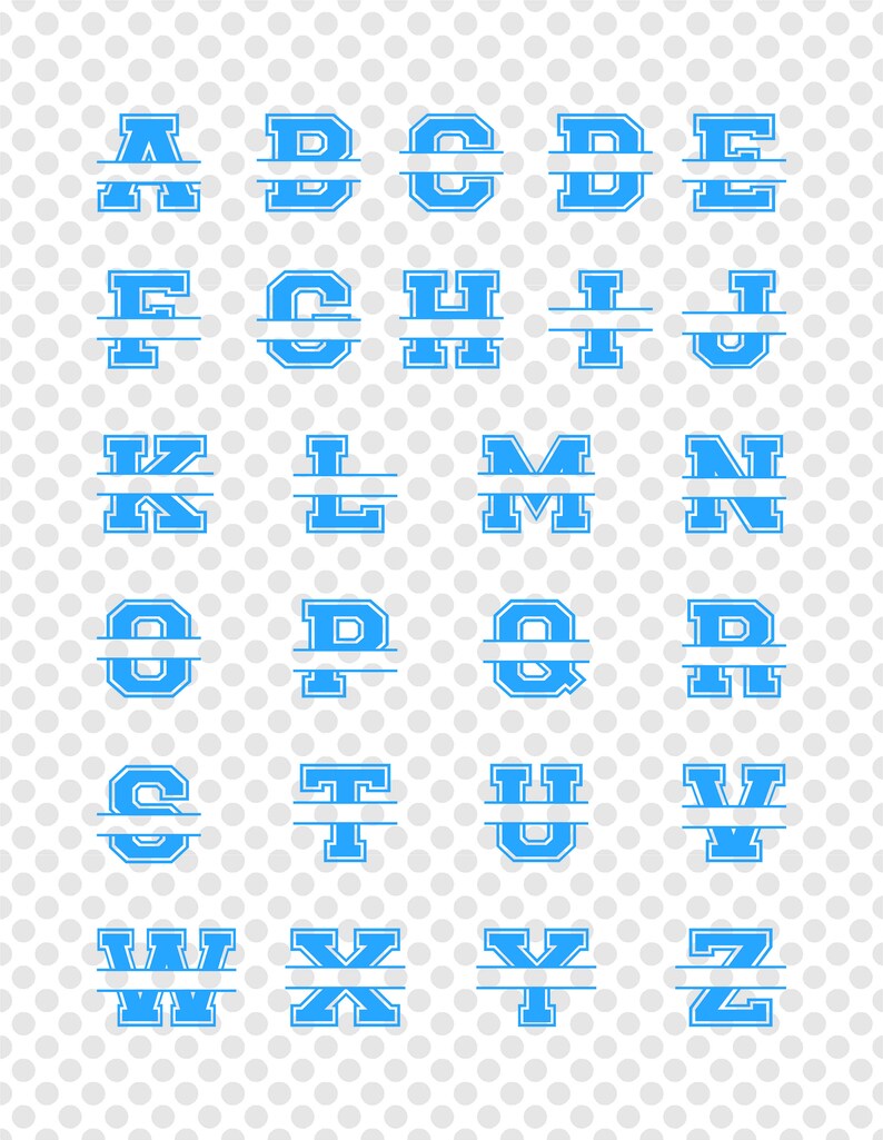 Download Varsity Block Split Letter Alphabet Split Font A-Z 26 | Etsy