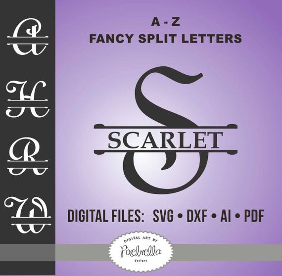 Download Free Fancy Split Monogram Letters Split Letter Alphabet Diy Etsy SVG Cut Files