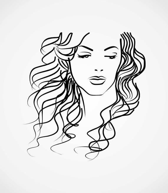 Beautiful Woman Long Hair Svg Ai Pdf Vector Art Faces Card Making Business Card Salon Original Digital Art Coreldraw Pen
