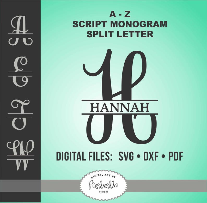 Download Script Monogram Split Letter Alphabet Split Font A-Z 26 | Etsy