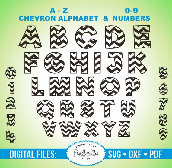 Download Free Fun Chevron A Z Alphabet Letters Svg Chevron Numbers 0 9 Etsy SVG Cut Files