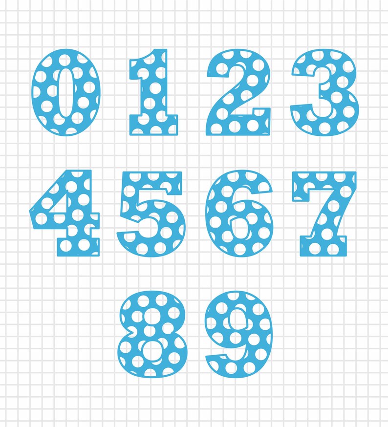 polka dot numbers polka dotted 0 9 birthday numbers svg etsy