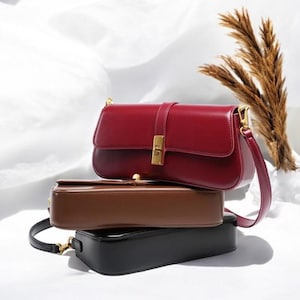 Vintage Umhängetasche aus echtem Rindsleder unter dem Arm - Damen Luxus Crossbody Handtasche.