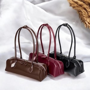 Echtleder Baguette Umhängetasche. Elegante Echtleder Baguette Tasche. Luxus Designer Schulter Handtasche für Damen.