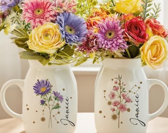 Custom Birth Month Flower Vase, Zodiac Sign Vase, Birthday Gift for Her, Constellation Sign, Best Friend Gifts, Bridesmaid Gifts, Home Decor