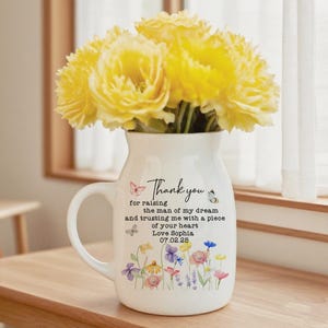 Personalised Thank You Mother of the Groom Vase, Custom Mother-in-Law Wedding Vase, Wedding Gifts, Mom of the Groom Gifts, Thank You Gifts